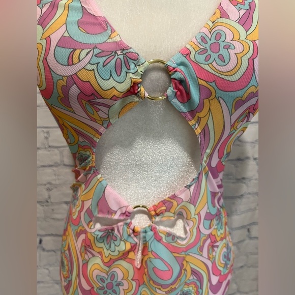 NWT Fashion Nova All The Vibes Sheer Cover Up Dress - Pink/combo- medium - Picture 5 of 10